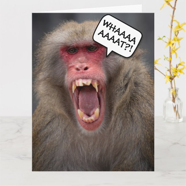 FUNNY MONKEY OVER HILL BIRTHDAY GREETING CARD (Yellow Flower)