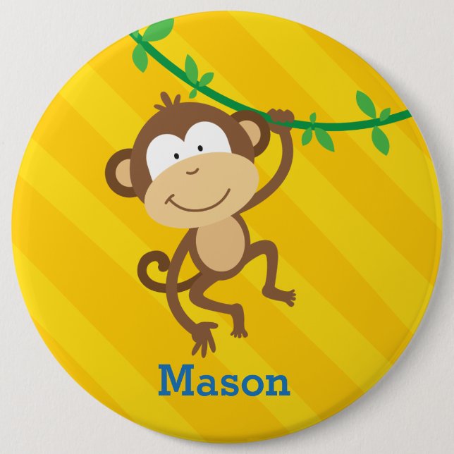 Funny Monkey Personalized Button (Front)