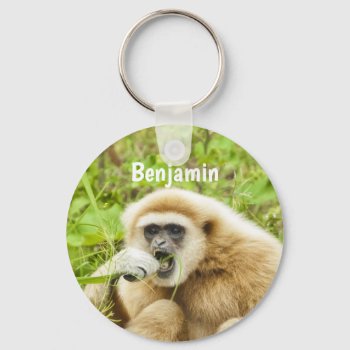 Funny Monkey Personalized Kids Name Keychain by stdjura at Zazzle