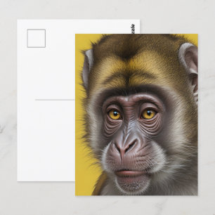 Funny monkey portrait postcard