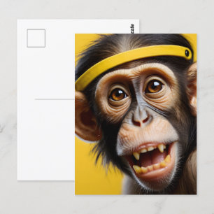 Funny monkey portrait postcard