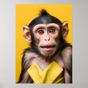 Funny monkey portrait poster