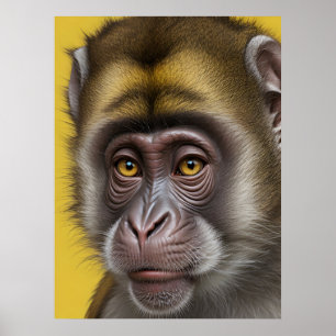 Funny monkey portrait poster