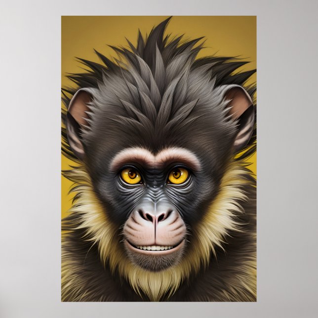 Funny monkey portrait poster (Front)