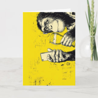 Funny Monkey Selfie Illustration – Cool Chimpanzee Card