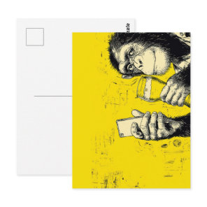 Funny Monkey Selfie Illustration – Cool Chimpanzee Postcard