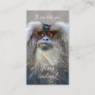 Funny monkey smile with motivational quote business card