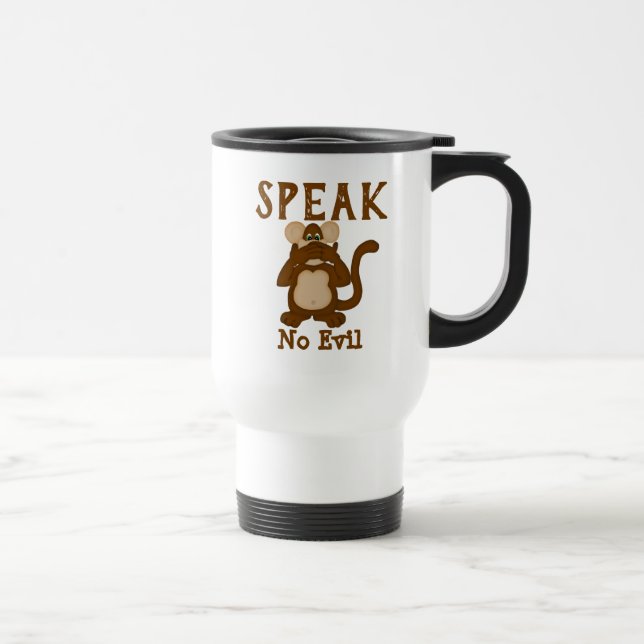 Funny Monkey Speak No Evil Travel Mug (Right)