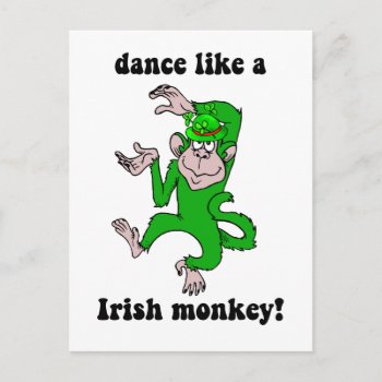 Funny Monkey St Patrick's Day Postcard by holidaysboutique at Zazzle