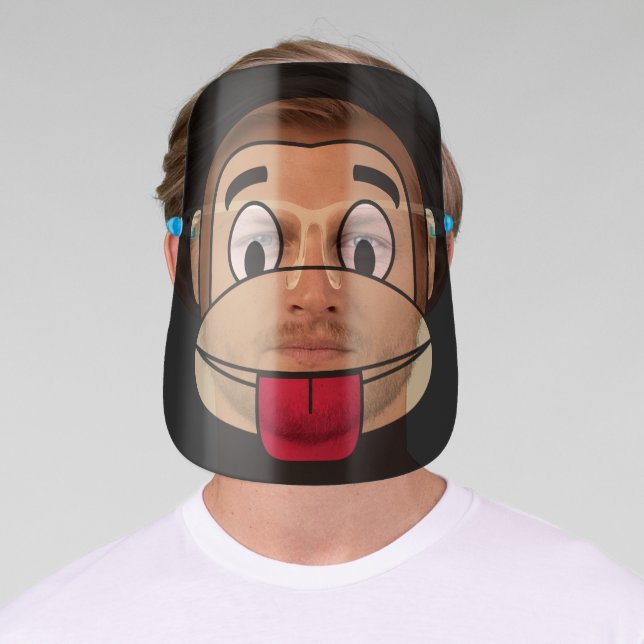 FUNNY MONKEY STICKING TONGUE OUT FACE SHIELD (Insitu)
