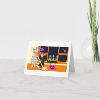 Funny Monkey toilet paper mummy Halloween Card