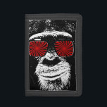 Funny monkey tri-fold wallet<br><div class="desc">Funny monkey! Hello and welcome this design was made ​​and designed by myself. It represents a  monkey in the old school style,  it is adorned with psychedelic glasses which gives it a completely crazy look.</div>