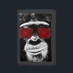 Funny monkey tri-fold wallet<br><div class="desc">Funny monkey! Hello and welcome this design was made and designed by myself. It represents a monkey in the old school style, it is adorned with psychedelic glasses which gives it a completely crazy look.</div>