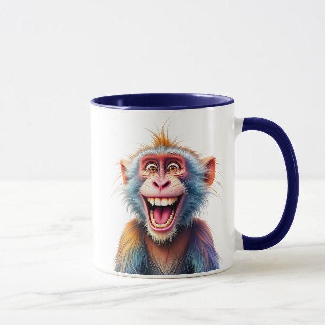 Funny monkey with a bright smile. mug (Right)