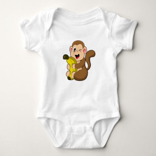 Funny Monkey with Banana Baby Bodysuit