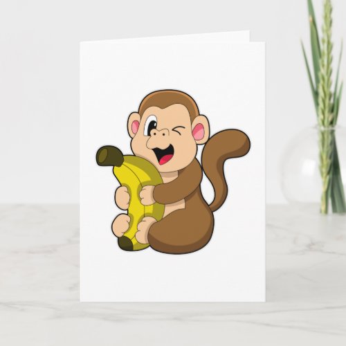 Funny Monkey with Banana Card