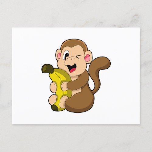 Funny Monkey with Banana Postcard