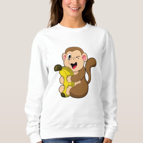 Funny Monkey with Banana Sweatshirt