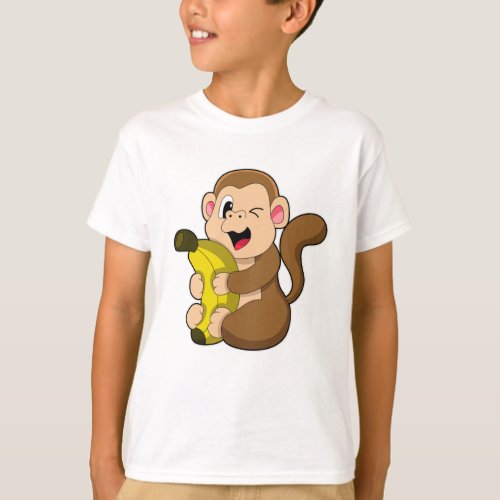 Funny Monkey with Banana T_Shirt