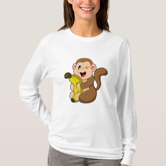 Funny Monkey with Banana T-Shirt (Front)