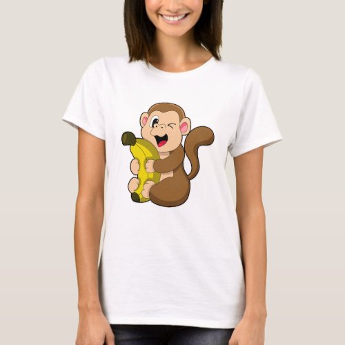 Funny Monkey with Banana T_Shirt