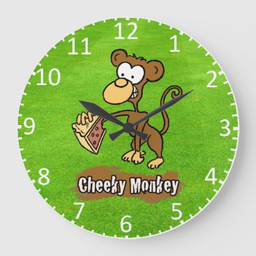 Funny Monkey with Cake Childs Large Clock