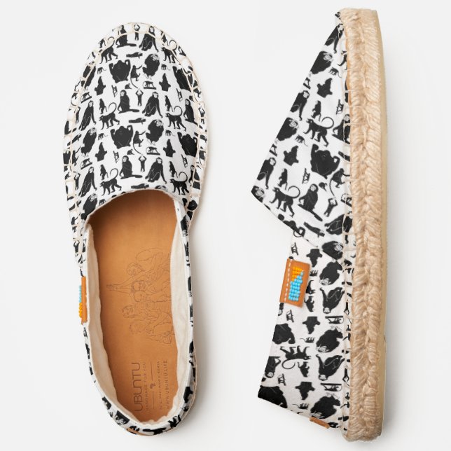 Funny Monkeys In Black Color Espadrilles (Side)