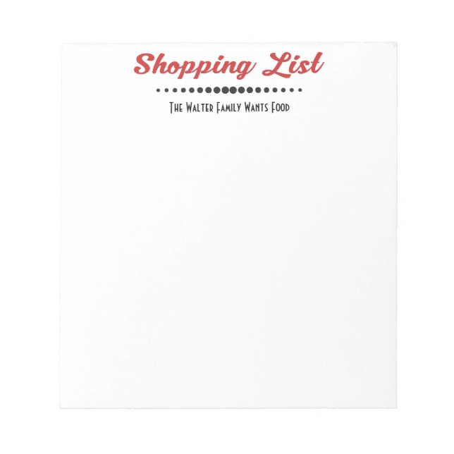 Funny Monogram Family Shoppiing List - Retro Notepad (Front)