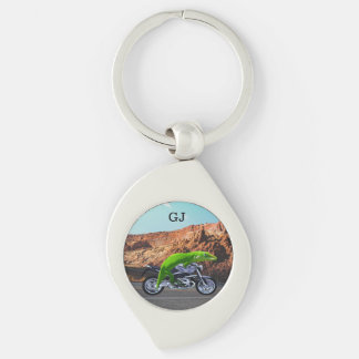 Funny Monogram Gecko Motorcycle Retirement Keychain
