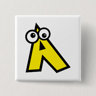 Funny Monogram Letter A Button