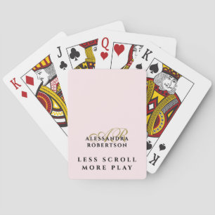 Funny Monogram Pastel Pink Gold Inspitational Poker Cards