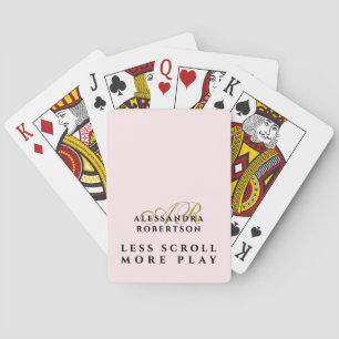 Funny Monogram Pastel Pink Gold Motivational Chic Poker Cards