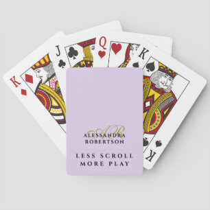  Funny Monogram Pastel Purple Lavender Gold Black  Poker Cards