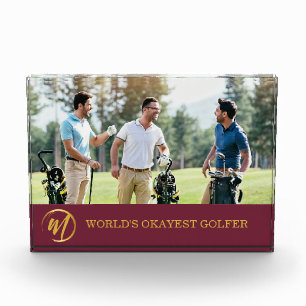 Funny Monogram Photo Golf Acrylic Award