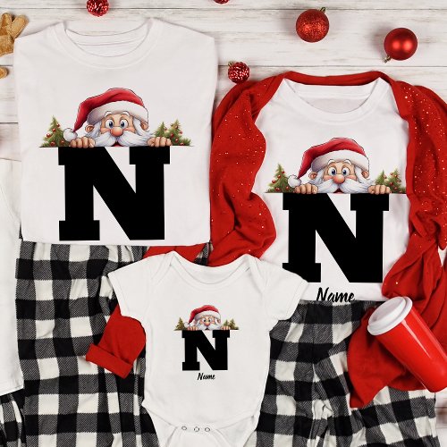 Funny Monogrammed Family Christmas Custom Santa T_Shirt