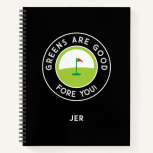 Funny Monogrammed Golf Log Game Day Progress  Notebook