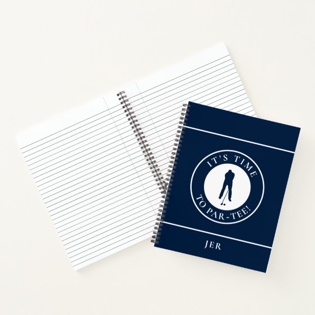 Funny Monogrammed Golf Log – Par Tee Blue Golfer Notebook (Inside)