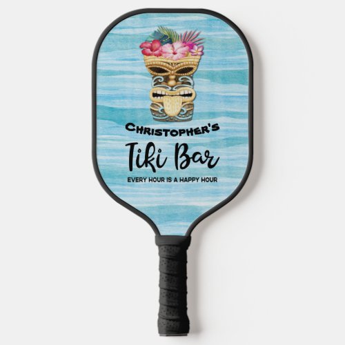 Funny Monogrammed Tiki Bar Pickleball Paddle