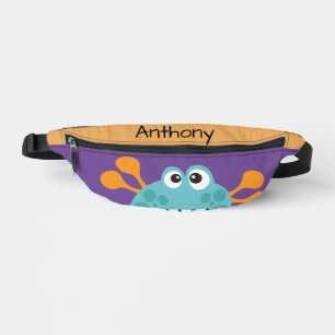 Funny Monster Aqua Purple Personalized Kid's Fanny Pack