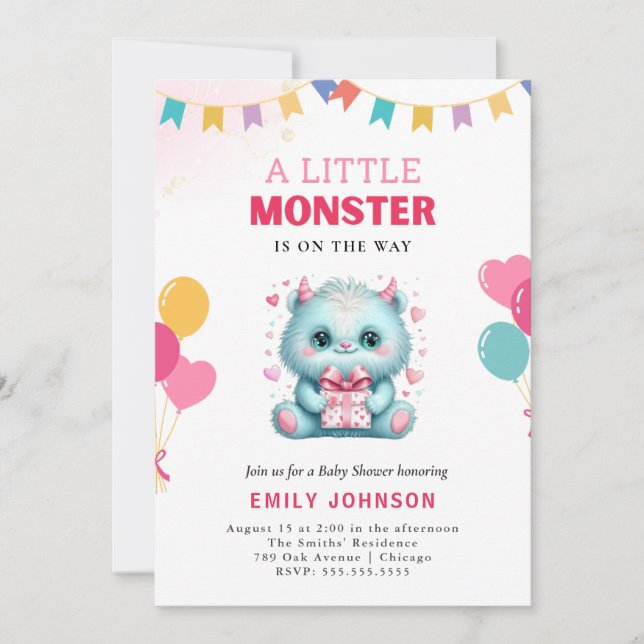 Funny Monster Baby Shower Invitation (Front)