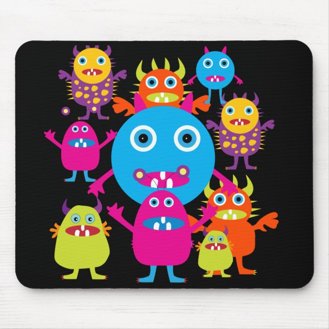 Funny Monster Bash Cute Creatures Party Mouse Pad (Front)