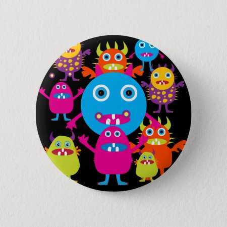 Funny Monster Bash Cute Creatures Party Pinback Button