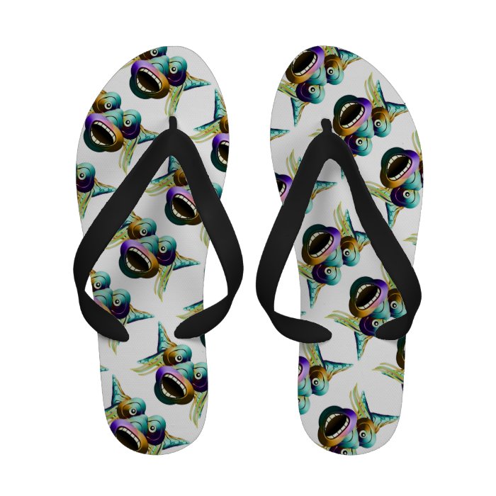 Funny Monster Character Portrait Flip Flops