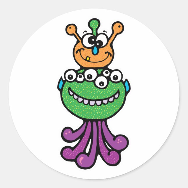 funny monster classic round sticker (Front)