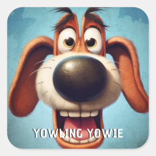 Funny Monster Dog: Yowling Yowie Square Sticker