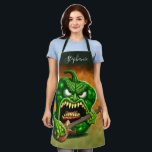 Funny Monster Green Bell Pepper Rocker Guitar Apron<br><div class="desc">Funny angry capsicum chili character.</div>