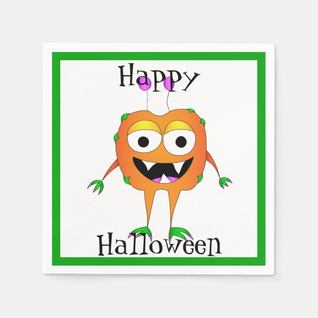 Funny, Monster, Halloween Napkins (Front)