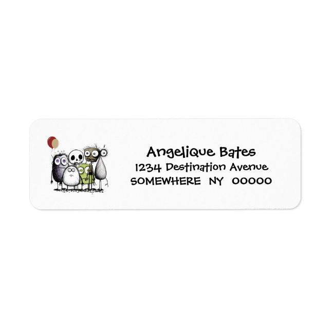 Funny Monster Party Return Address Label (Front)