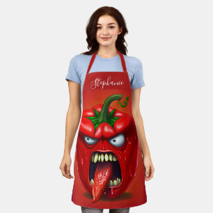 Funny Monster Red Bell Pepper Rocker Apron