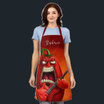 Funny Monster Red Bell Pepper Rocker Guitar Apron<br><div class="desc">Funny angry capsicum chili character.</div>